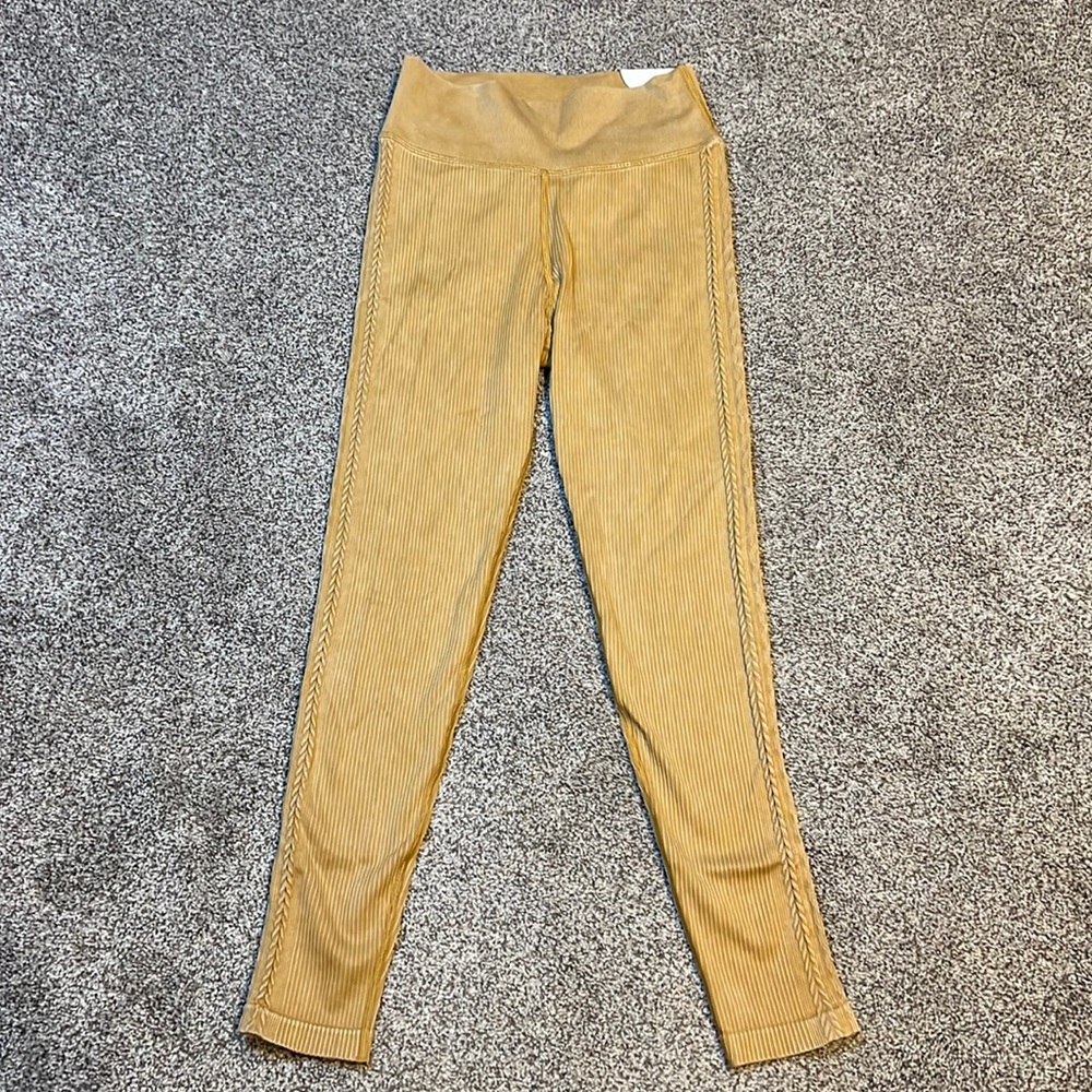 Aerie Sunset Yellow Ribbed High-Waist Leggings NWT excellent no flaws New! - Picture 2 of 6